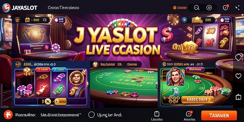 Screenshot gameplay <strong>JAYASLOT</strong> menampilkan dealer langsung dan permainan yang menarik.