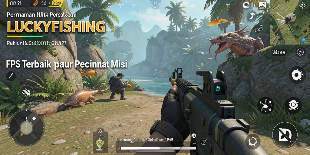 Tampilan gameplay seru dari LUCKYFISHING dengan aksi tembak-menembak yang mendebarkan.
