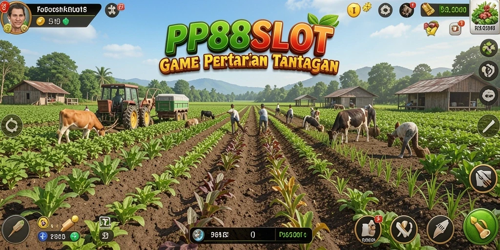Screenshot gameplay menampilkan aktivitas bertani seru di PP88SLOT.